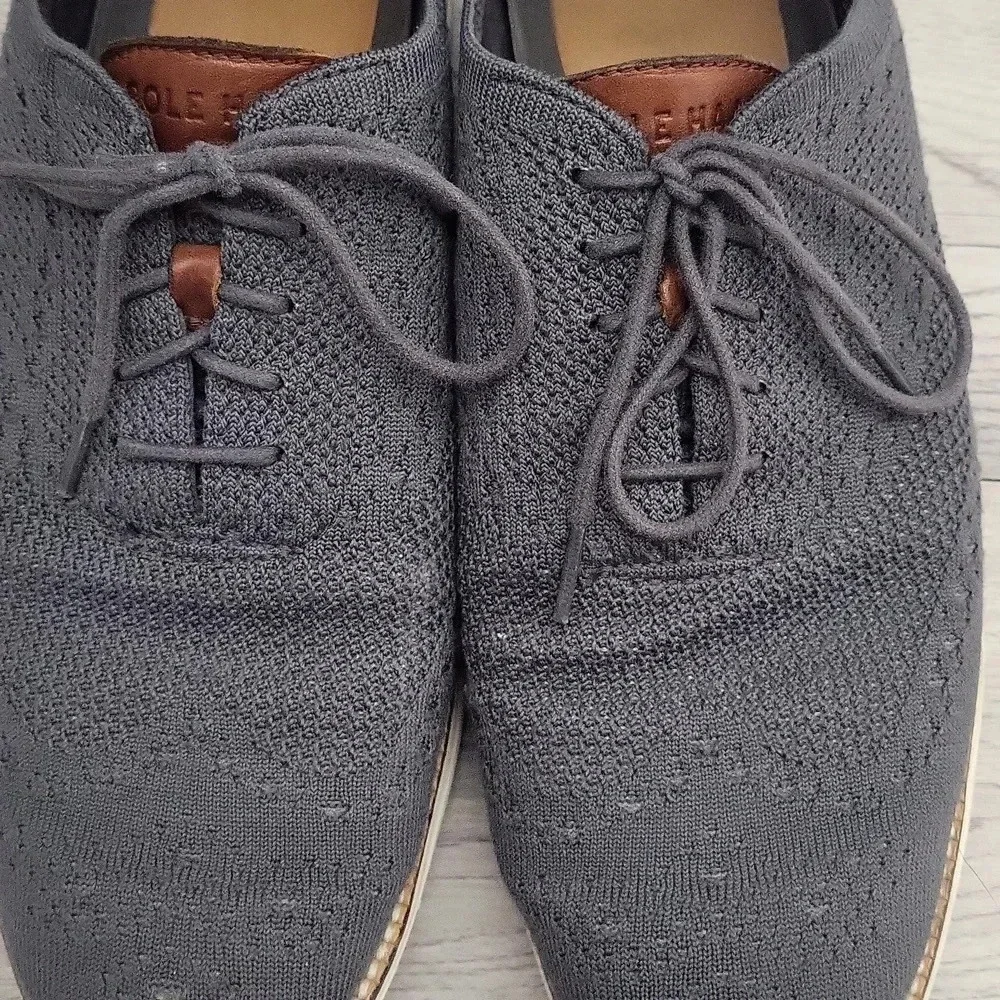 Cole Haan Original Grand Grey‎ Fabric Leather Lace Up Oxford Shoes Mens 9.5
